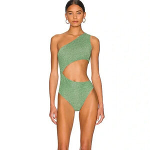 New Beach Riot Celine Shine One-Piece Swimsuit Emerald Shine Green XS